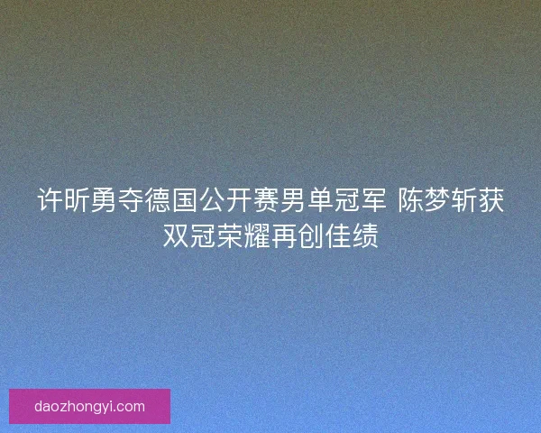 许昕勇夺德国公开赛男单冠军 陈梦斩获双冠荣耀再创佳绩